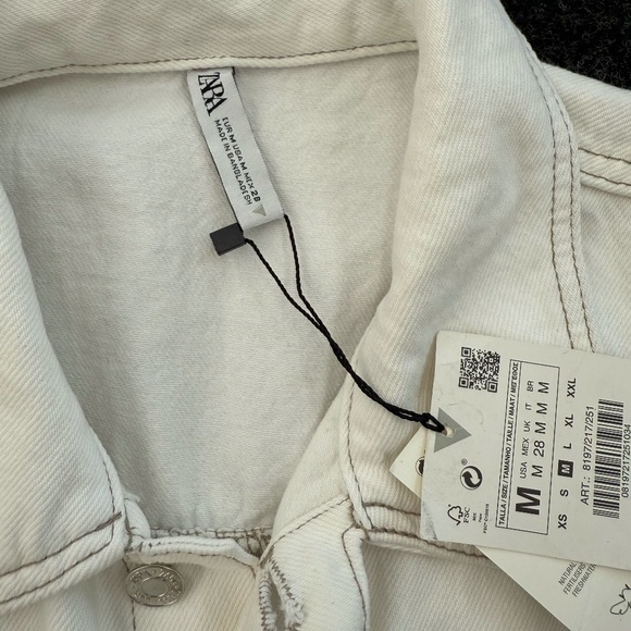 Zara White Denim Jumpsuit Size Medium (NWT) - Picture 6 of 7
